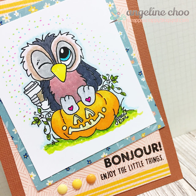 ScrappyScrappy: Coffee Lovers Fall Blog Hop with JLO Stamps and Unity Stamp - Pumpkin spice latte Brentwood Owl #scrappyscrappy #jlostamps #coffeelovers #card #stamp #cardmaking #pumpkin #coffee #tombowdualbrushpen #amytangerine #brentwoodowl