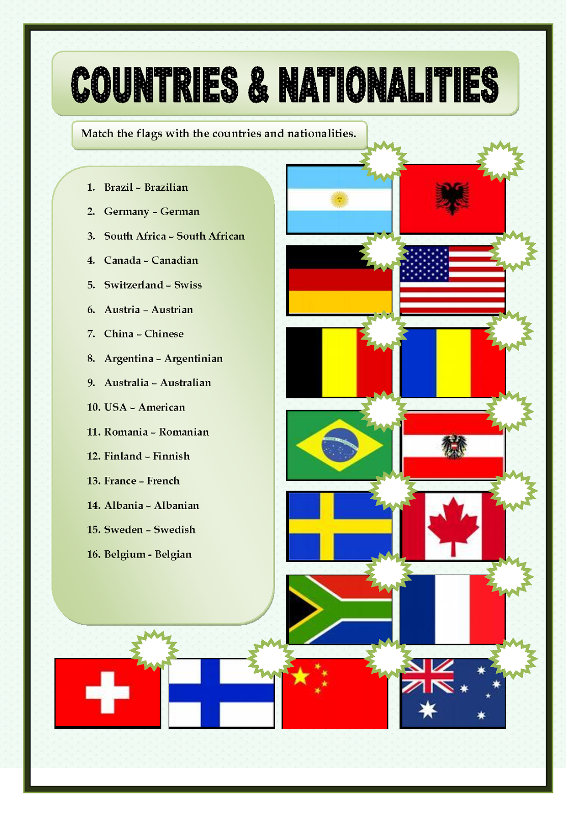 MEDITATII COPII CONSTANTA Countries, Nationalities, Languages and Flags Where are you from?