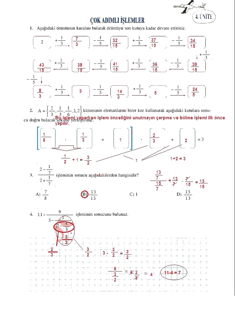7.Sinif Matematik UNER Yayinlari Ogrenci Calisma Kitabi Cevaplari Sayfa