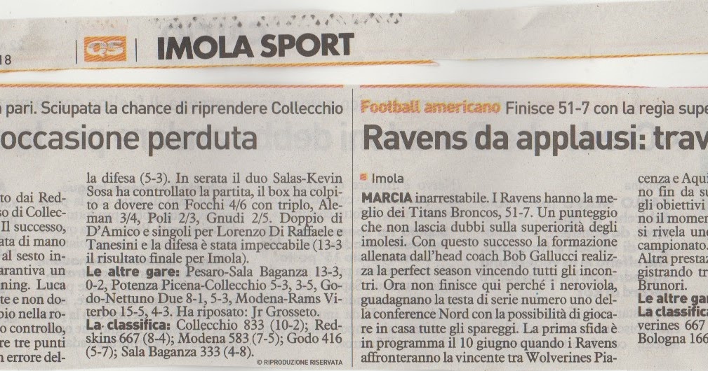 5IOMLA PARLANO DI BASEBALL E FOOTBALL AMERICANO Il Resto del Carlino
