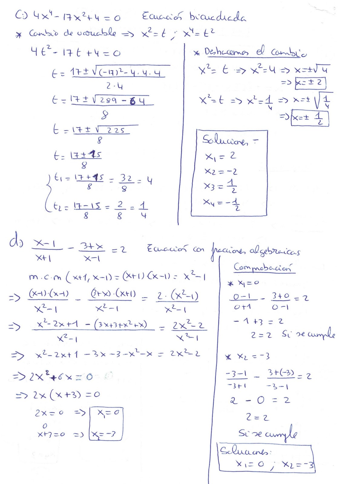 MATEMÁTICAS 4º ESO EXAMEN DE LA UNIDAD IV. ECUACIONES E INECUACIONES MATEMÁTICAS 4º ESO EXAMEN DE LA UNIDAD IV. ECUACIONES E INECUACIONES