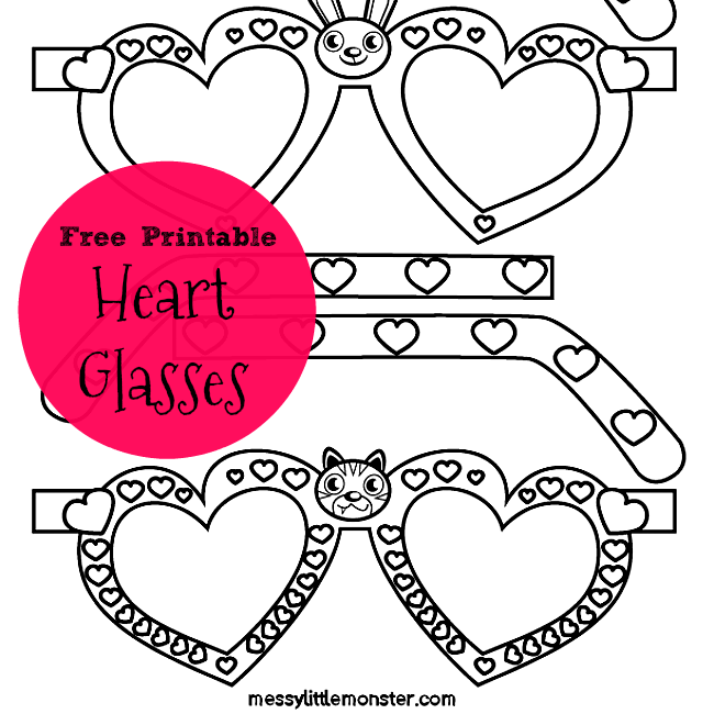 free printable heart glasses