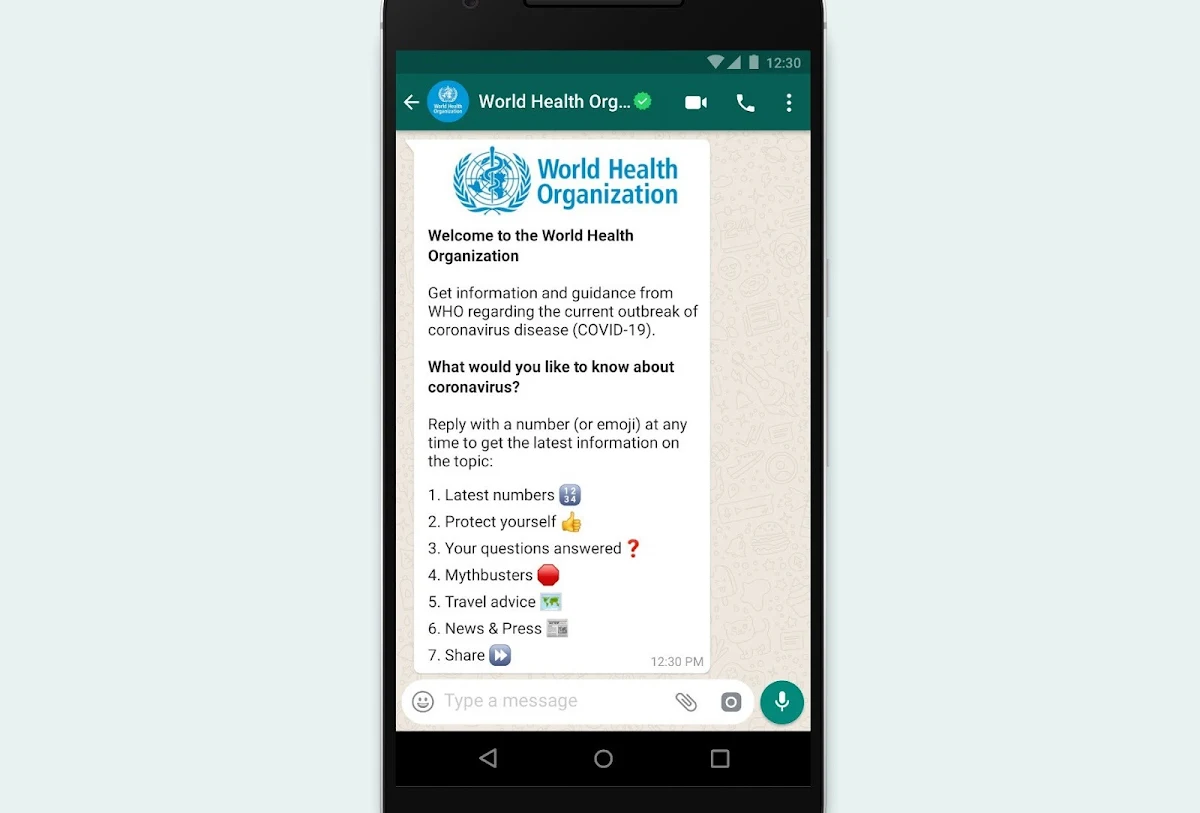 Here's how to get the right facts from WHO right in your Whatsapp messenger app