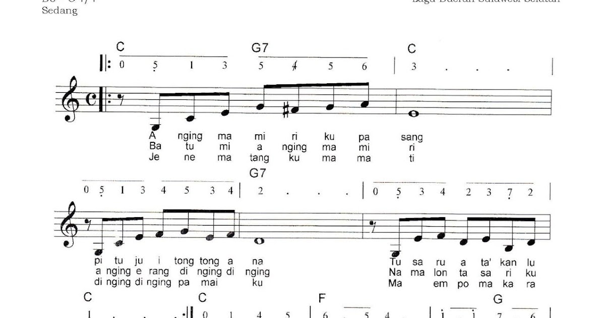 Not Angka Lagu Pianika Lagu Anging Mamiri Pianika Recorder Keyboard Suling Not Angka Pianika Lagu Terlengkap