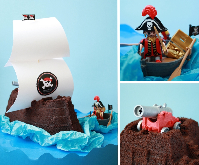 pirate, cake, party, tarta, bizcocho, chocolate, bundt, barco, pirata,cumpleaños, niños, receta