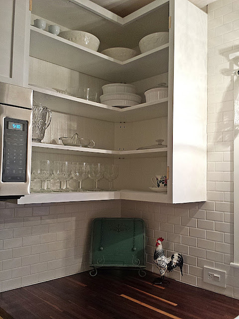 Finished 1950's ranch reno Open kitchen cabinet