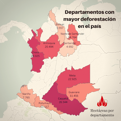 deforestación por departamentos en Colombia