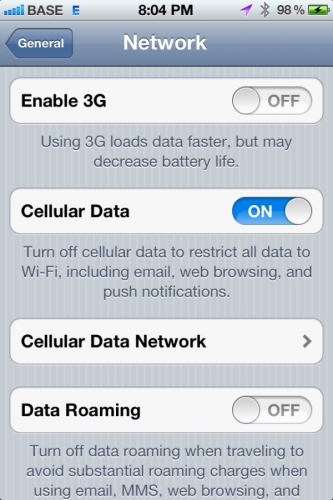 Apple Seeds iOS  5.0.1 beta 3 Bringing Back the 3G Toggle [Developer]