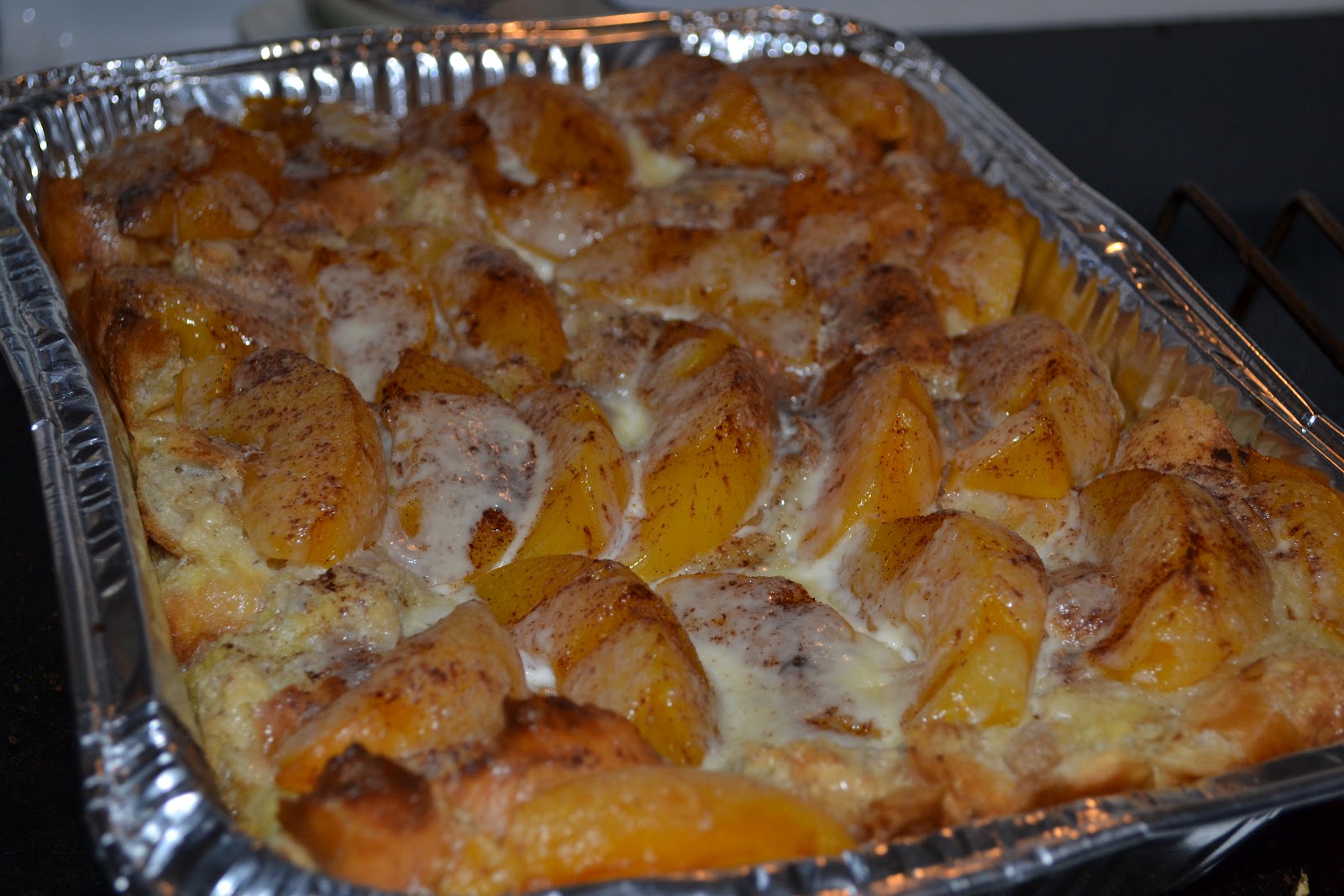 Purple Tailgating Mama Peaches and Cream Overnight French Toast Casserole