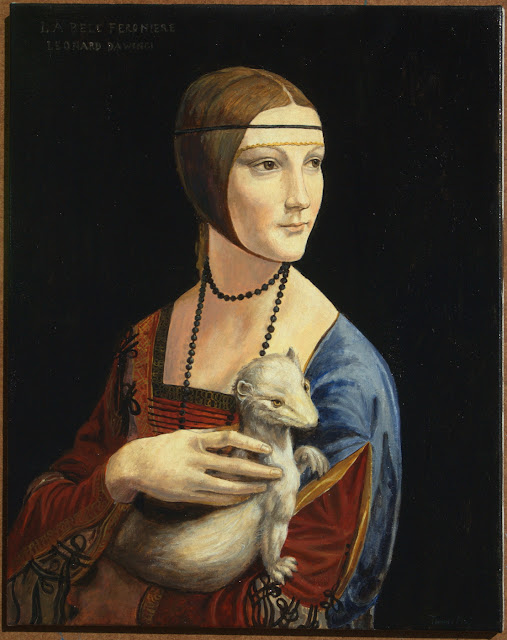 Malarstwo olejne Tomasz Maj Dama z gronostajem/ Lady with an Ermine wg Leonardo da Vinci Malarstwo olejne Tomasz Maj Dama z gronostajem/ Lady with an Ermine wg Leonardo da Vinci
