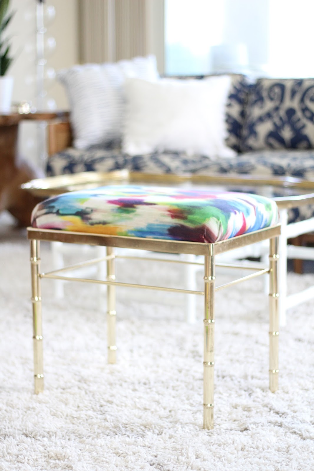 DIY Vanity Stool Reupholstery Stripes and Whimsy