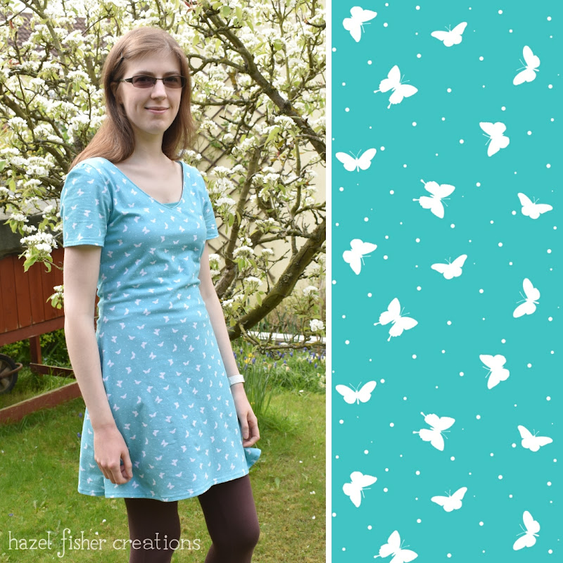 Jersey Dress, dressmaking, Butterfly fabric design by Hazel Fisher Creations Jersey Dress, dressmaking, Butterfly fabric design by Hazel Fisher Creations
