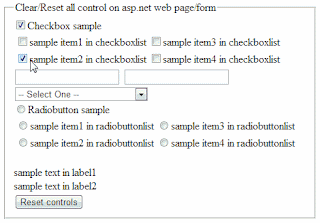 Clear or reset asp.net controls