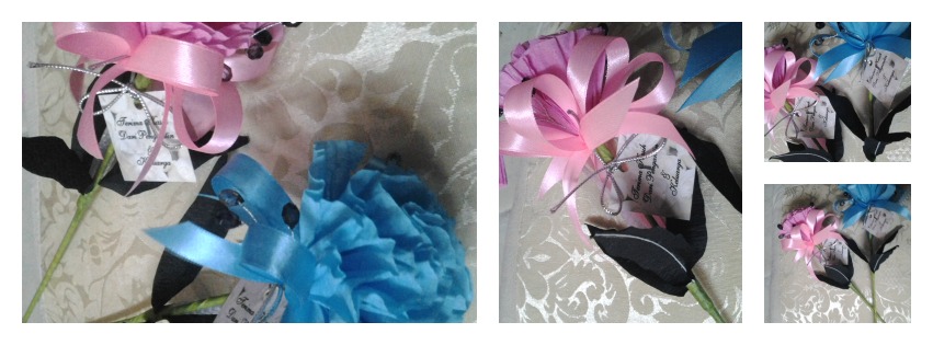 Gerbang Perkahwinan Aszila: Bunga Telur Carnation Biru Turquoise & Pink