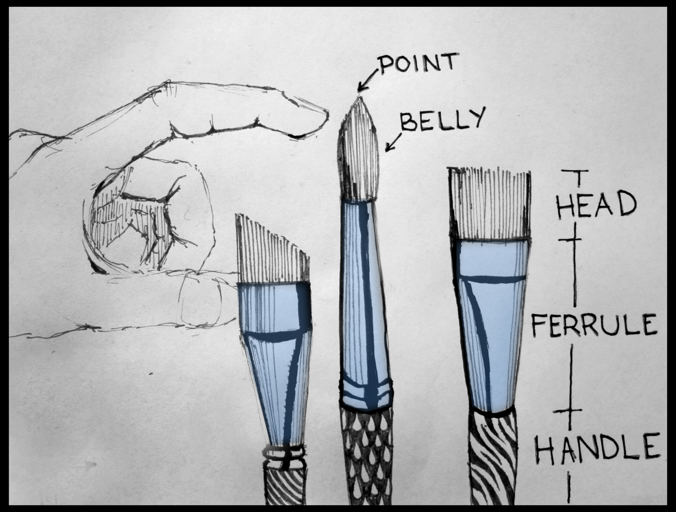Pędzel, pennello, paintbrush. Anatomy of a Paint Brush