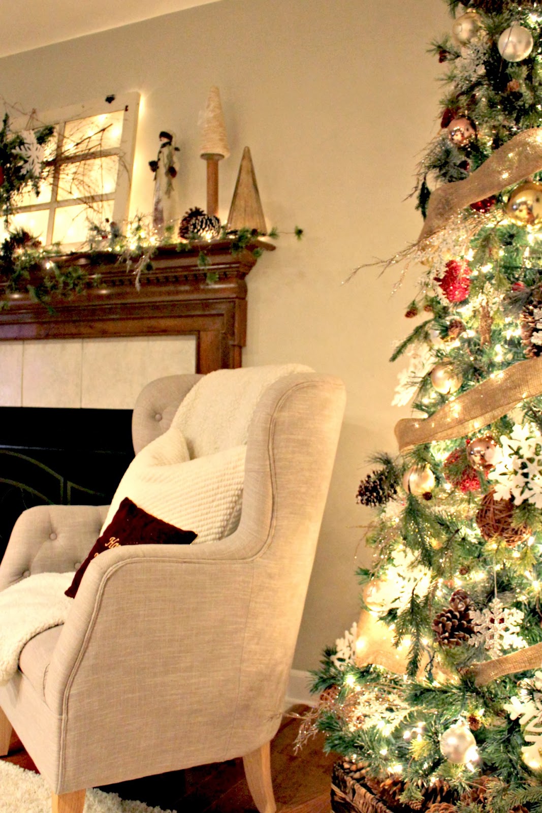 I'm Sharon with you...: Rustic Woodsy Mantel and Christmas Tree
