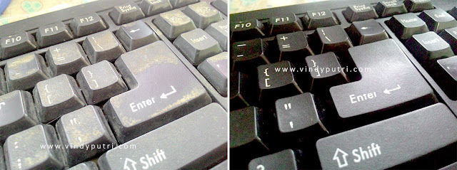 Hasil membersihkan lemak/kotoran pada keyboard