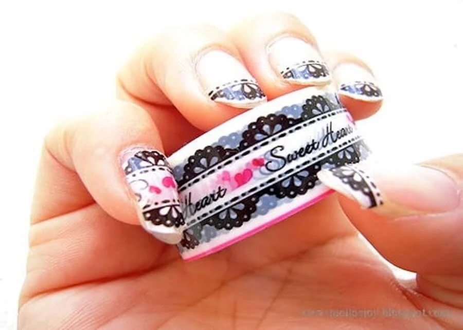 washi tape nails art