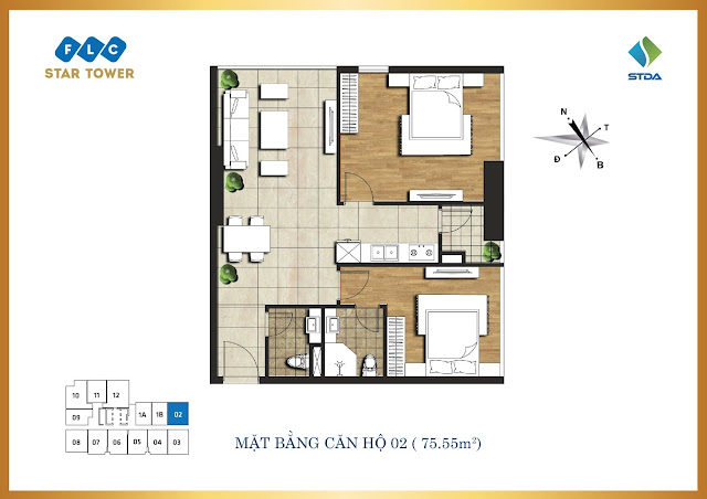 thiết kế căn hộ flc star tower 75,55m2 thiết kế căn hộ flc star tower 75,55m2