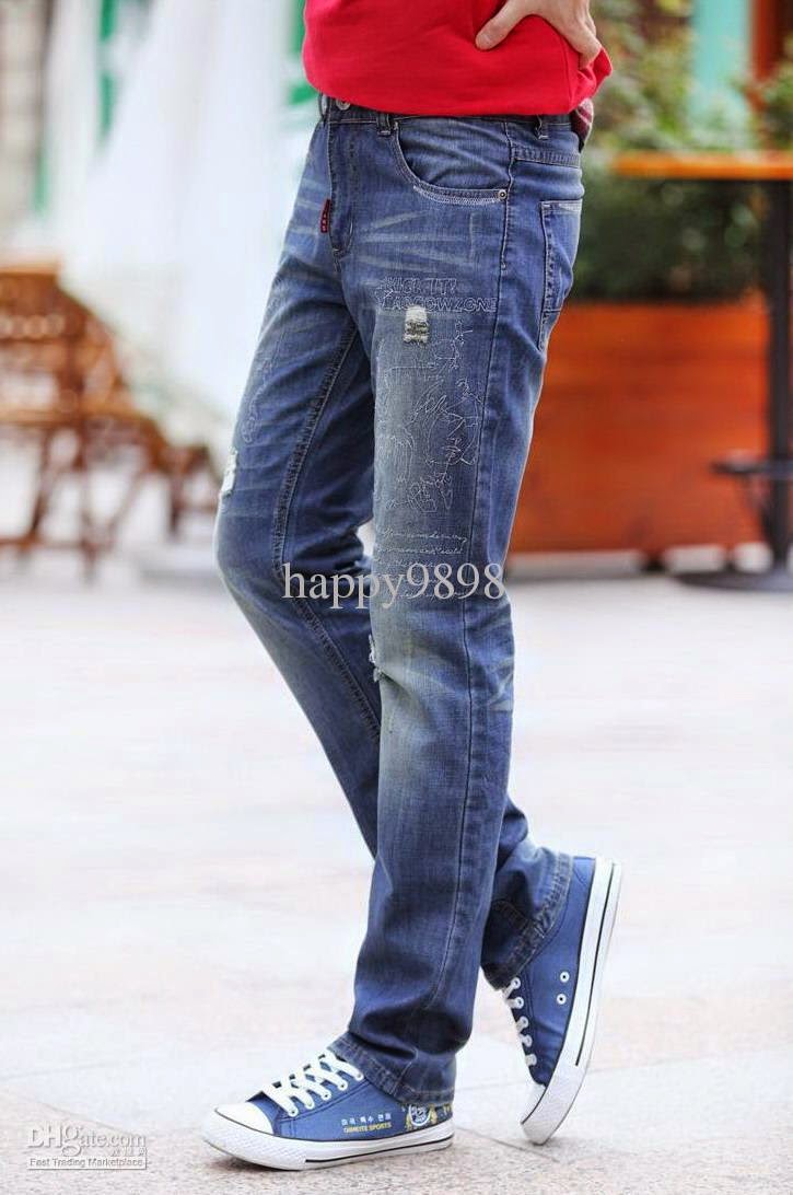 Mens Designer Ripped Cool Pocket Blue Jeans 183 Photo Detailed ...