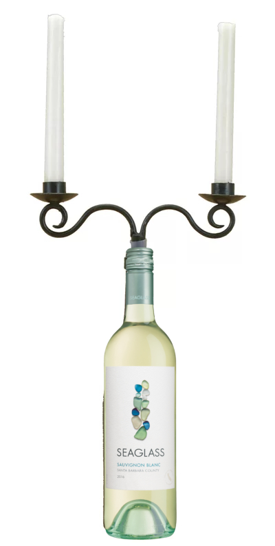 Coastal Sea Glass Wine Bottle Candle Holder Candelabra