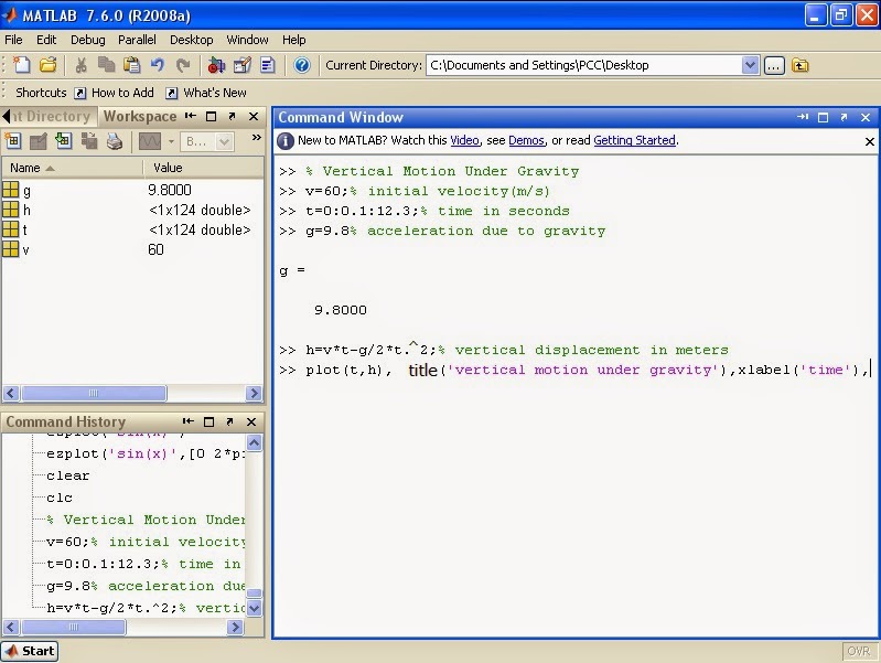 Product Design Engineering: MATLAB Tutorial - MATLAB Matrix main ...