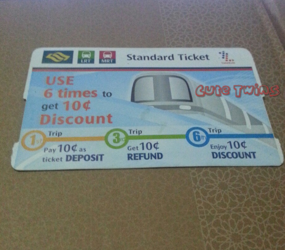 Kembar Imut JalanJalan STANDARD TICKET, KARTU MRT SEKALI PAKAI YANG