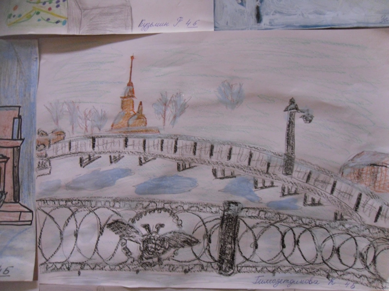 Петербург зимой рисунок детский