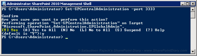 Change central administration port in SharePoint 2010