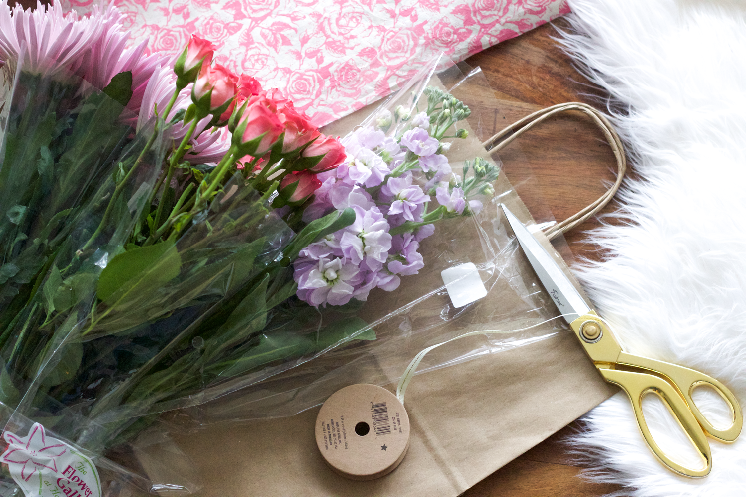 wrapping grocery store flowers