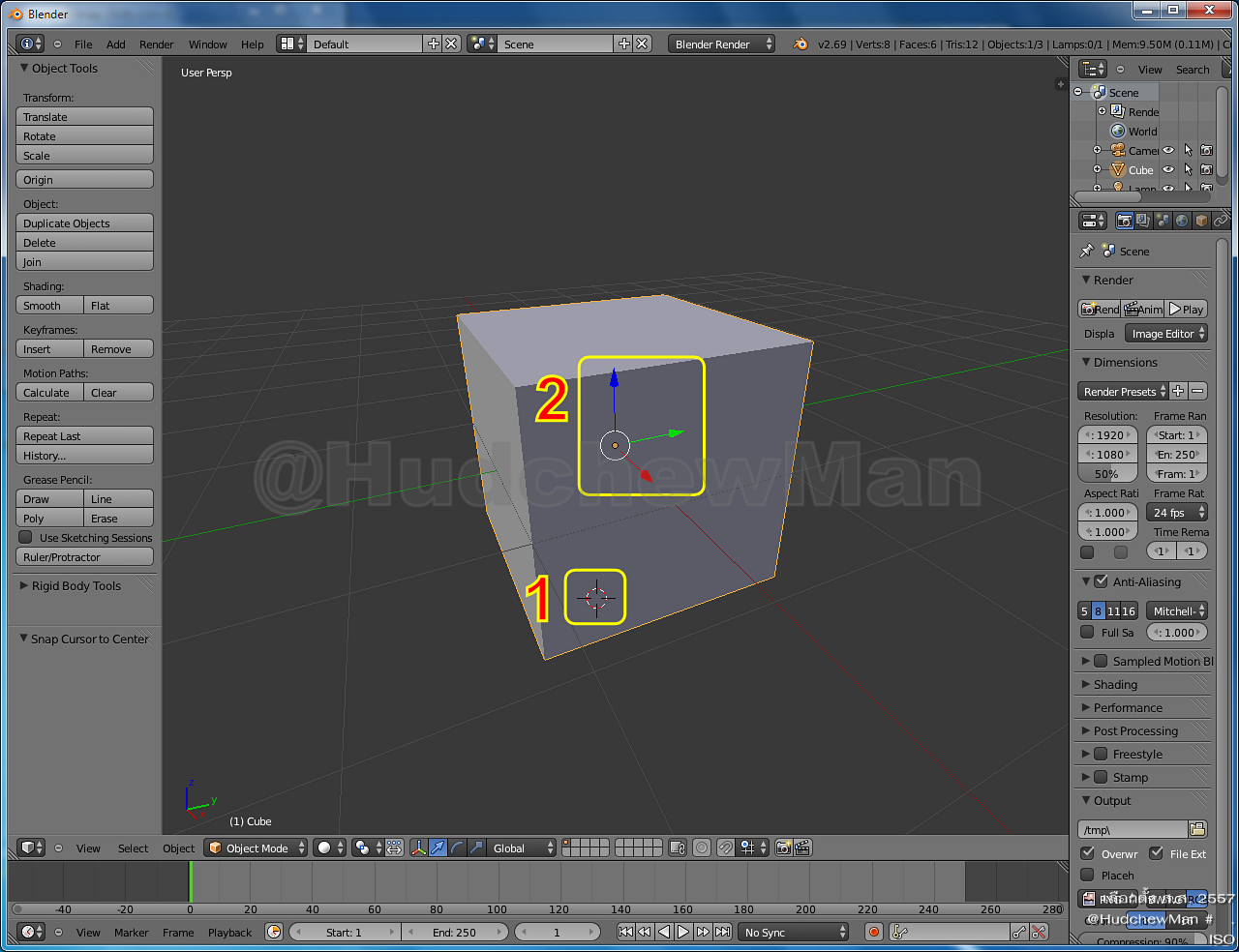 Blender Diary การตั้งจุดอ้างอิงของวัตถุ (Object Origin)