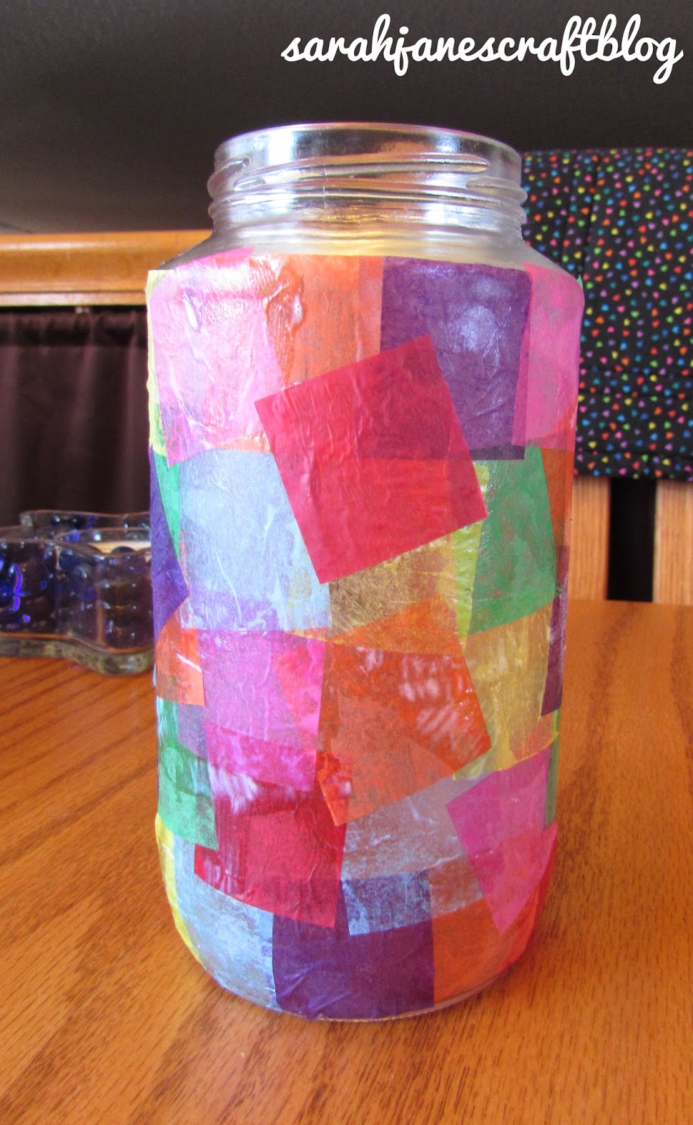 Sarah Jane's Craft Blog Tissue Paper "Stained Glass" Jar