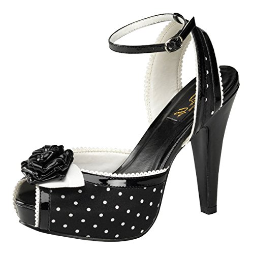 black and white polka dot high heels