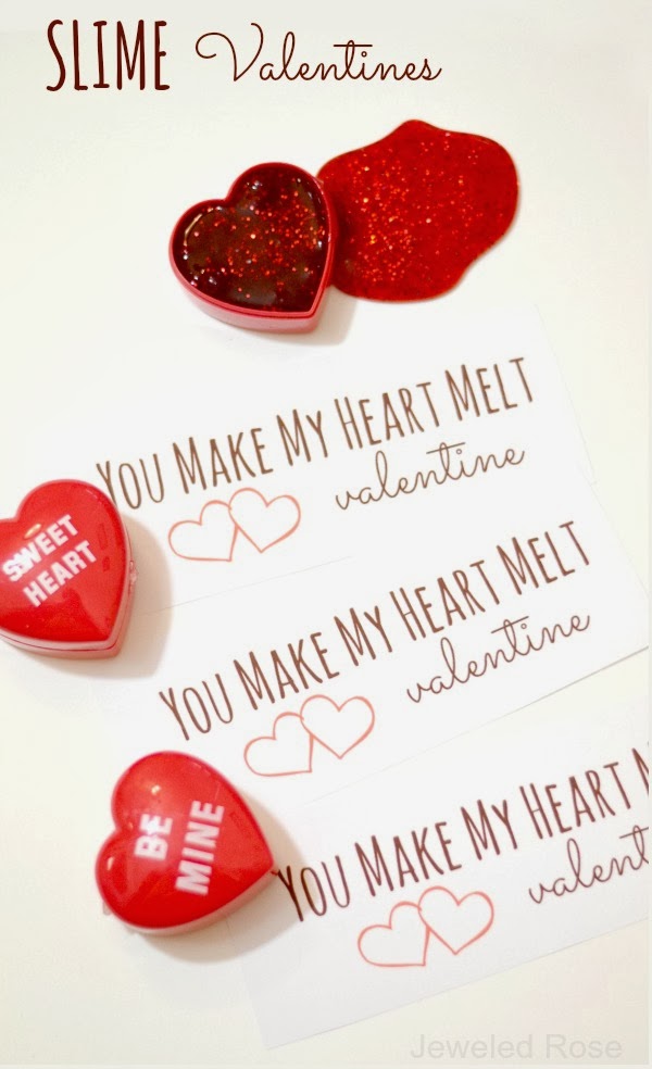 SLIME valentines- what a fun no candy valentine idea! What kid doesn't love slime?