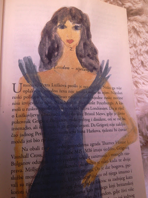 fashion illustration blue dress book art