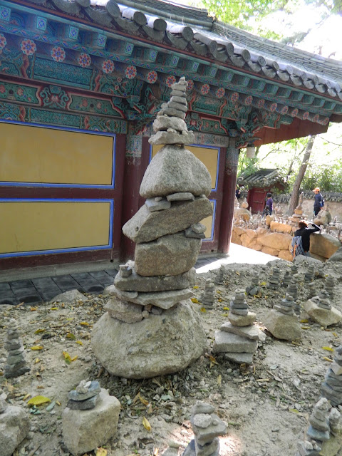 Stacking stones in Bulgoksa Temple in Gyeongju in Korea