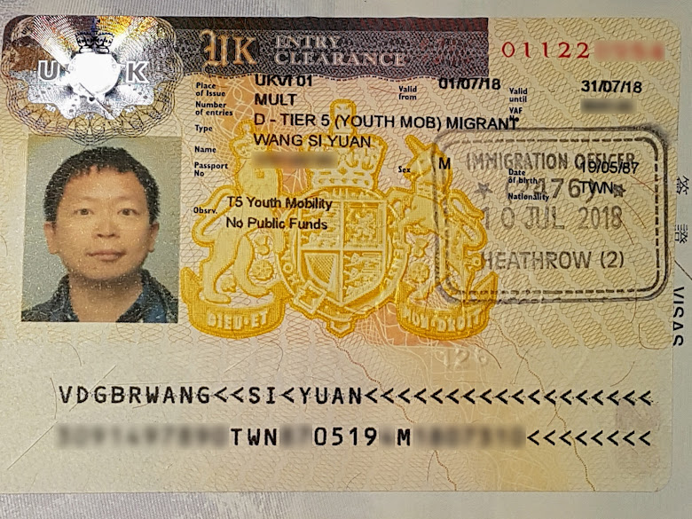 入境許可貼紙，需要蓋移民官入境章（10 Jul 2018, Heathrow 入境）
