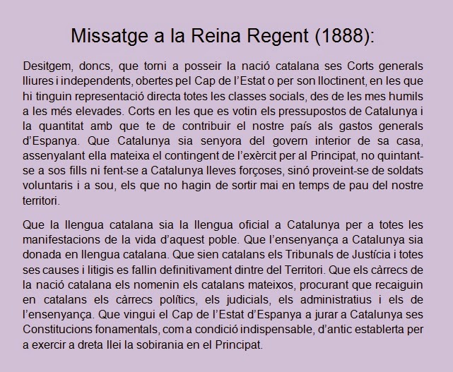 El catalanismo político, nace la secta nacionalista Missatge%2Breinga%2Bregent%2B1888