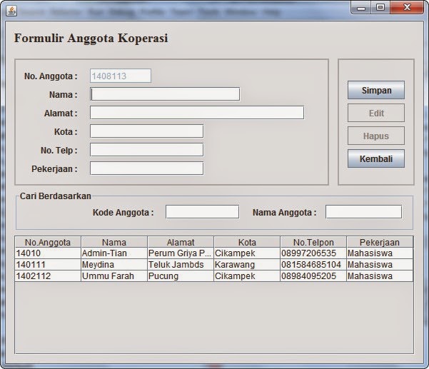 Program Koperasi Simpan Pinjam Java Netbeans  Materi 