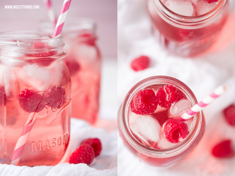 Cocktail mit Himbeeren, Rosé und Himbeerwodka