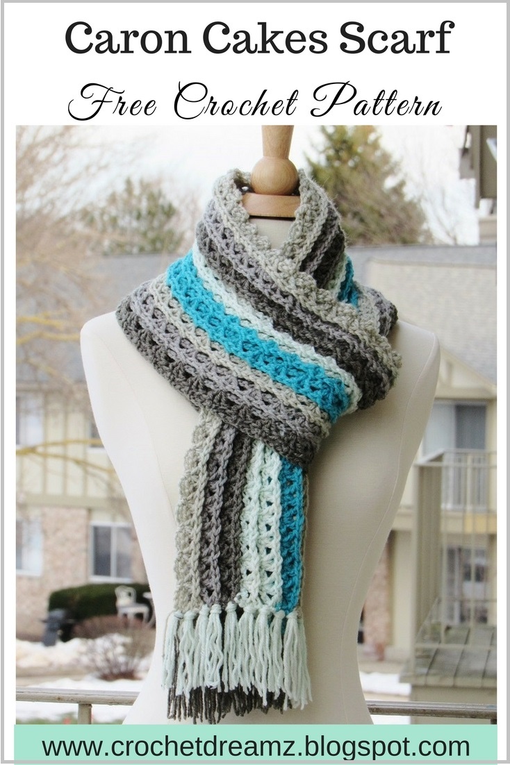 ... Ocean Waves Scarf, Free Crochet Scarf Pattern Using Caron Cakes Yarn