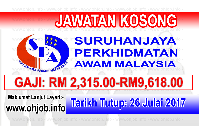 Jawatan Kerja Kosong Suruhanjaya Perkhidmatan Awam Malaysia - SPA logo www.ohjob.info julai 2017