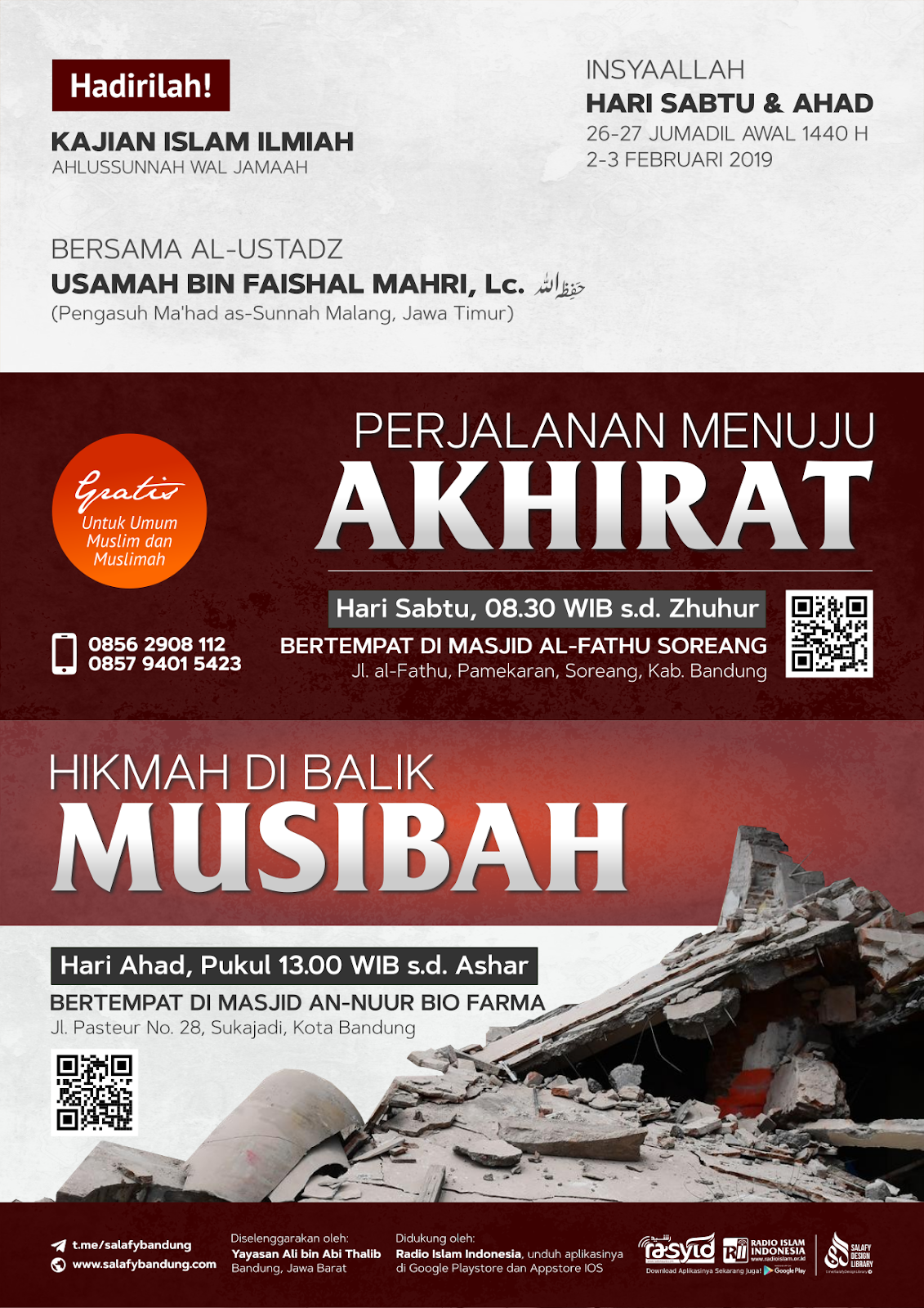 Kajian Islam Ilmiah Bandung Raya 2 Hari Ustadz Usamah Mahri, Lc.