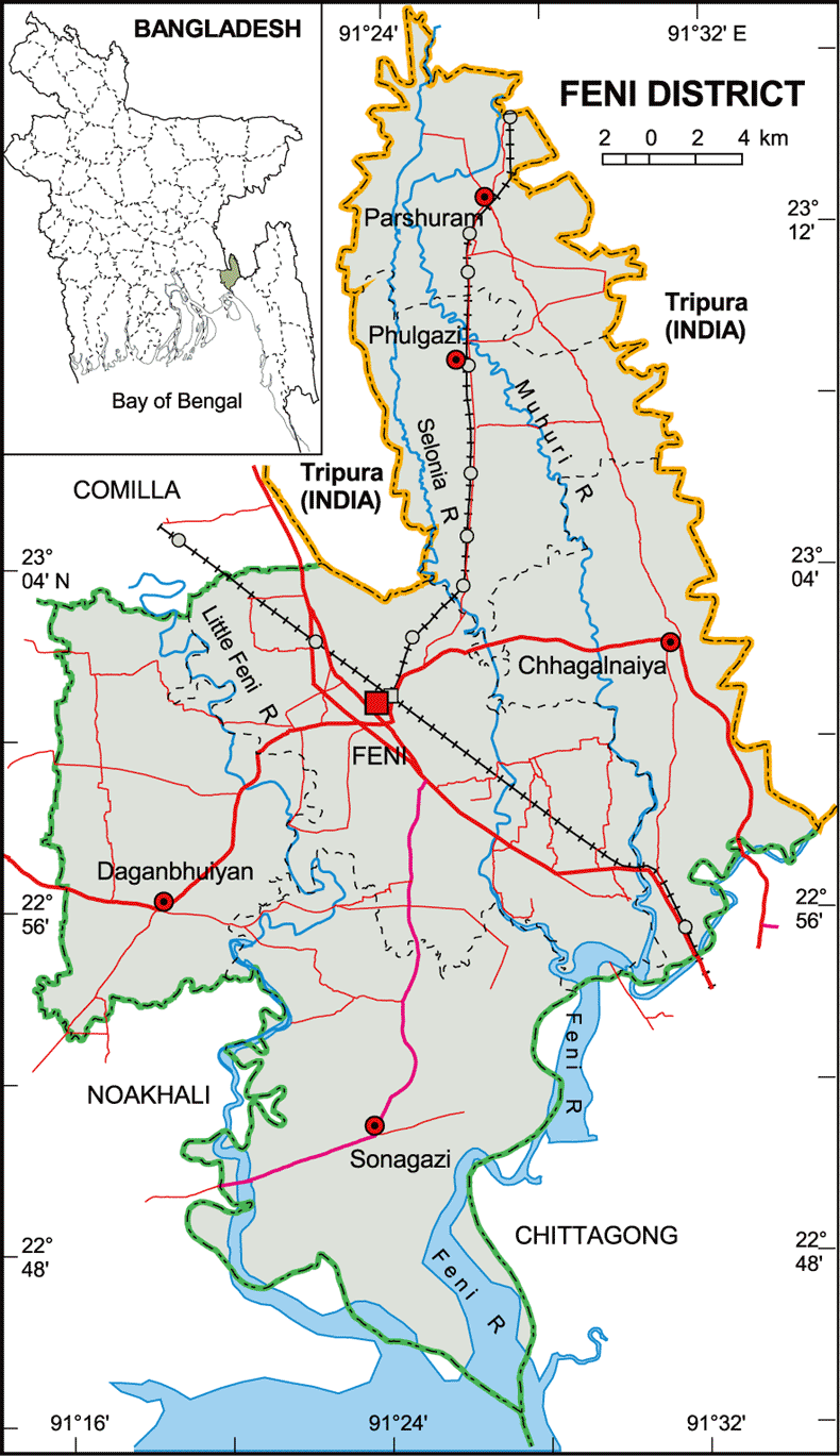 Feni District Map Bangladesh
