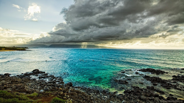 132441-Awesome Blue Shore With Clouds HD Wallpaperz