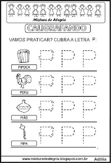 Caligrafando Caligrafando letra P pontilhada