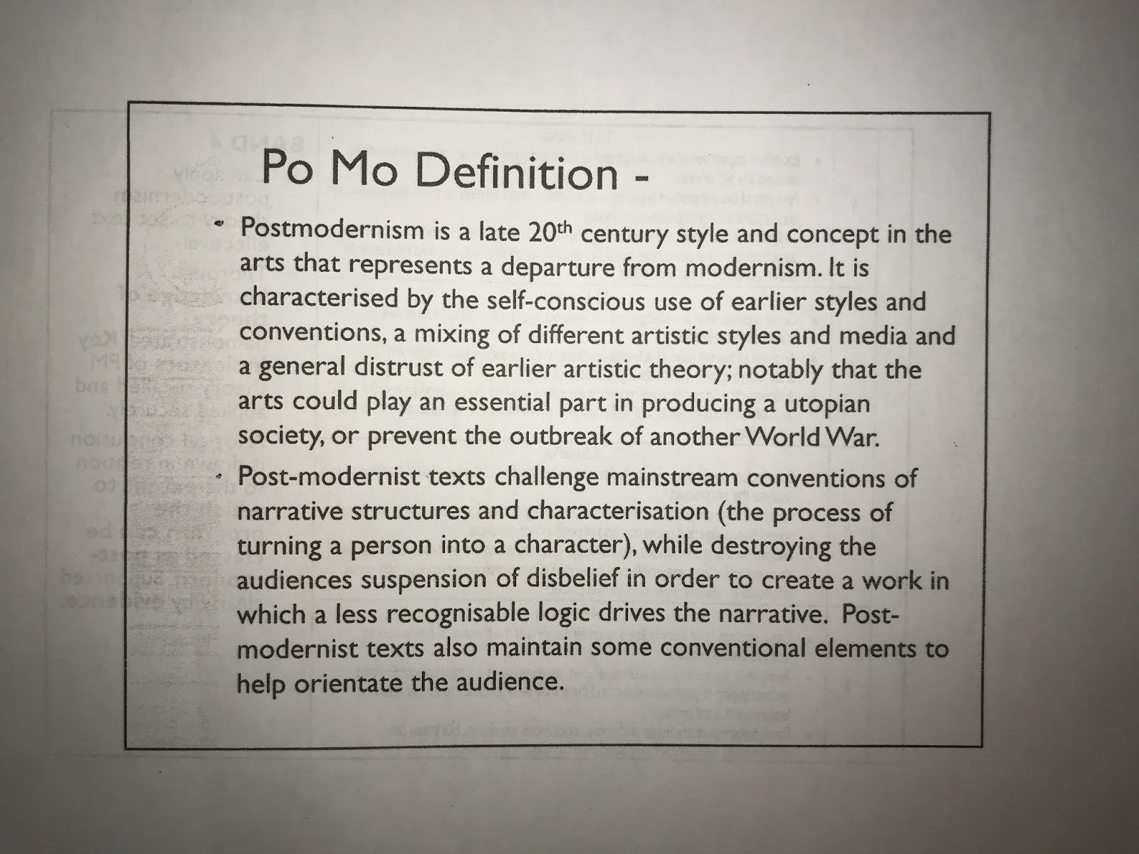 Postmodernism Life on Mars