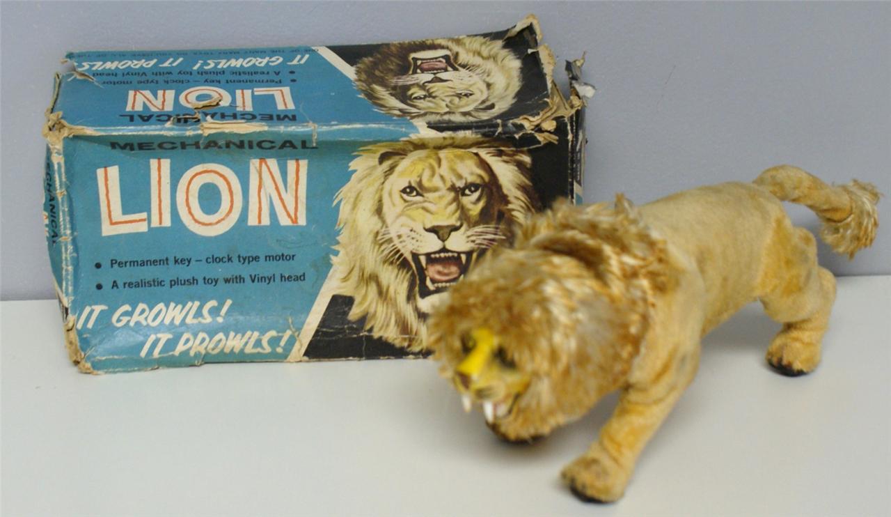 VINTAGE MARX WINDUP MECHANICAL LION WITH ORIGINAL BOX Gold Crafters