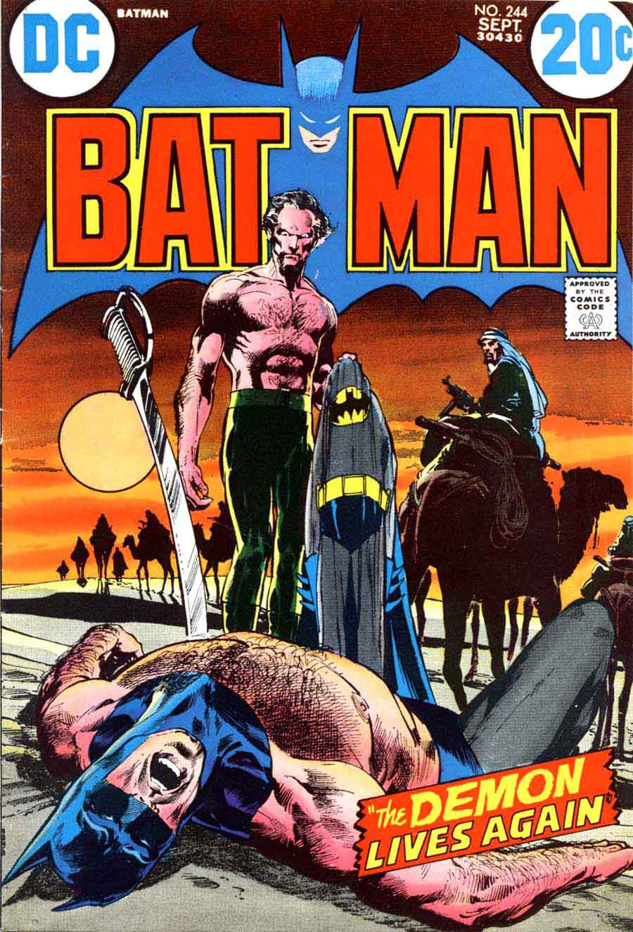 Batman #244 bronze age 1970s dc ras al ghul comic book cover art by Neal Adams