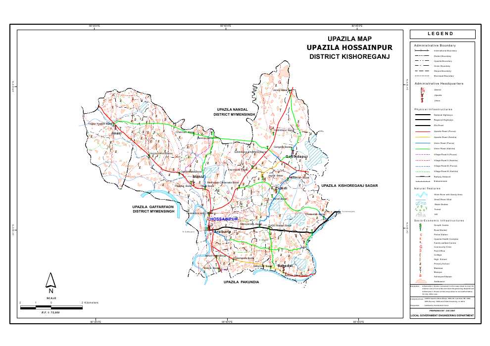 Hossainpur Upazila Map Kishoreganj District Bangladesh